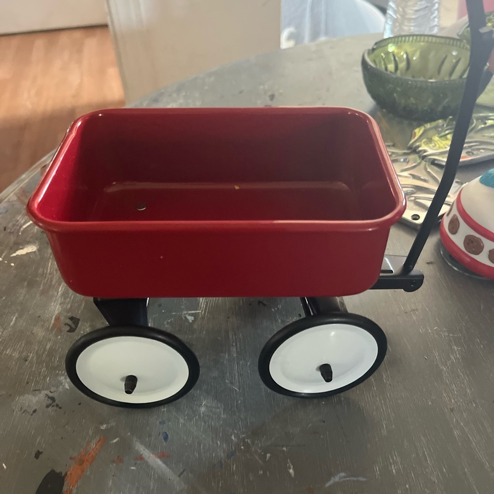 VINTAGE RED METAL WAGON